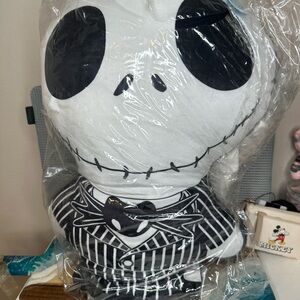 Spooky Black and White Skeleton Pillow